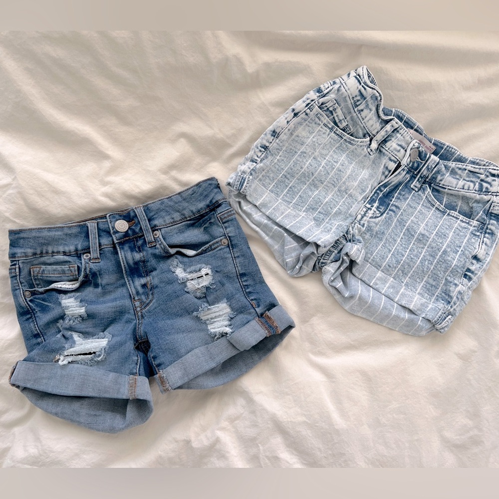 2 Pairs Girls Denim Jean Shorts Size 0 or Girls Medium Aeropostale and So